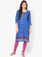 Span Blue Printed Kurta