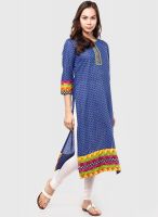 Span Blue Printed Kurtis