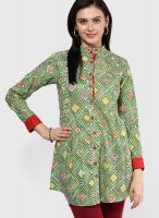 Span Green Printed Kurtis