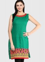 Span Green Printed Kurtis