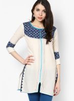 Span Off White Embroidered Kurtis