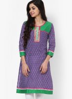 Span Purple Printed Kurta