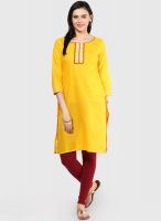 Span Yellow Printed Kurtis