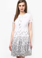 The gud look White Colored Printed Skater Dress