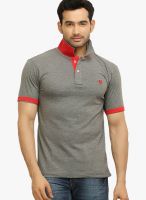 Thisrupt Grey Solid Polo T-Shirts