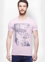 United Colors of Benetton Pink Solid Round Neck T-Shirts
