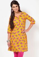 W Yellow Printed Kurtis