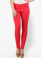 X'Pose Mid Rise Red Solid Jeans