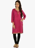 9rasa Pink Color Solid Kurti