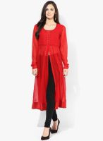 Aks Red Solid Anarkali