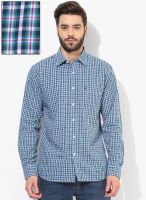 Allen Solly Blue Checked Regular Fit Casual Shirt