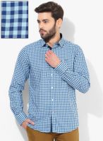 Allen Solly Blue Checks Regular Fit Casual Shirt