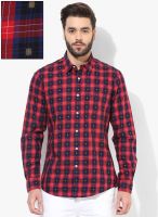 Allen Solly Navy Blue Checked Regular Fit Casual Shirt