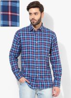 Allen Solly Navy Blue Checked Regular Fit Casual Shirt