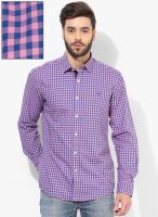 Allen Solly Pink Checks Regular Fit Casual Shirt