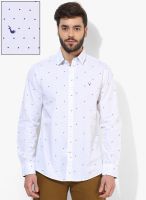 Allen Solly White Printed Regular Fit Casual Shirt
