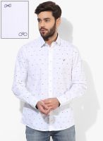 Allen Solly White Printed Regular Fit Casual Shirt