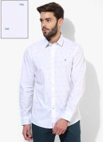 Allen Solly White Printed Regular Fit Casual Shirt