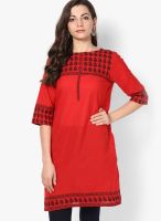 Aurelia Red Solid Kurtas