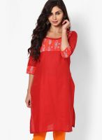 Aurelia Red Solid Kurtas