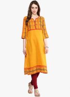 Aurelia Yellow Solid Kurtas