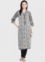 Ayaany Off White Printed Kurta