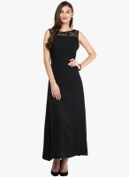 Bhama Couture Black Colored Solid Maxi Dress