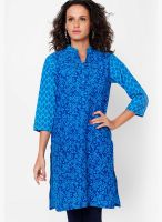 Bitterlime Blue Printed Kurtis