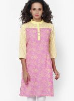 Bitterlime Purple Printed Kurtis