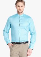 Black Coffee Aqua Blue Slim Fit Formal Shirt