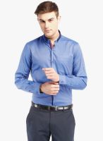 Black Coffee Blue Solid Slim Fit Formal Shirt