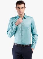 Black Coffee Green Solid Slim Fit Formal Shirt