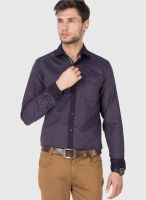 Black Coffee Purple Printed Slim Fit Formal Shirt