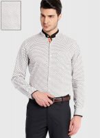 Black Coffee White Printed Slim Fit Formal Shirt