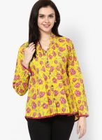 Bohemyan Blue Cotton Yellow Kurti