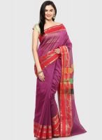 Bunkar Chanderi Cotton Silk Banarasi Multi Magenta Saree