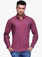 Canary London Red Checked Slim Fit Casual Shirt