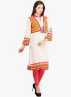 Dees by Dashmesh White Printed Kurta