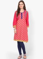 Dhwani Pink Embroidered Kurtis