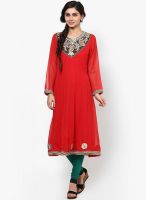 Dhwani Red Embellished Kurta