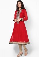 Dhwani Red Embroidered Kurta