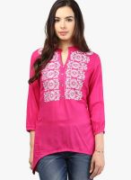 Divina Fuchsia Embroidered Kurtis