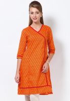 Divina Orange Printed Kurtis