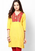 Divina Yellow Solid Kurtis