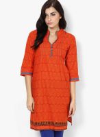 Entropy Orange Printed Kurtis