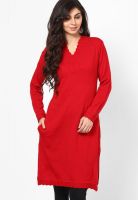 Entropy Red Solid Kurtis