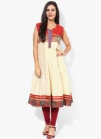 F Loop Cream Printed Chanderi Kurti