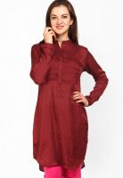 Folklore Maroon Solid Kurtas