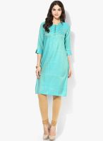 G Aqua Blue Solid Kurta