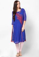 G Blue Embroidered Kurta